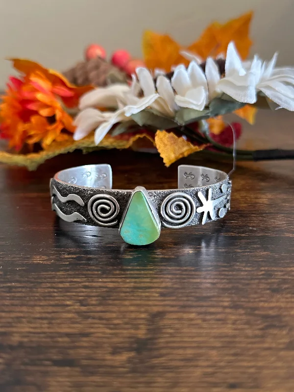 Cuff Bracelets with Magnetic Clasps for Easy WearAlex Sanchez Natural Royston Turquoise & Sterling Silver Cuff Bracelet