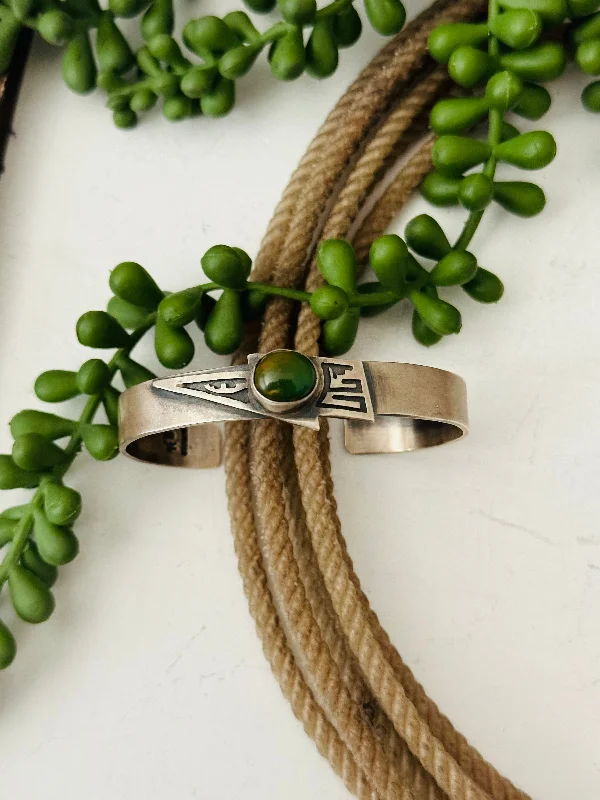 Statement Cuff Bracelets with Large - Sized StonesNavajo Natural Royston Turquoise & Sterling Silver Cuff Bracelet