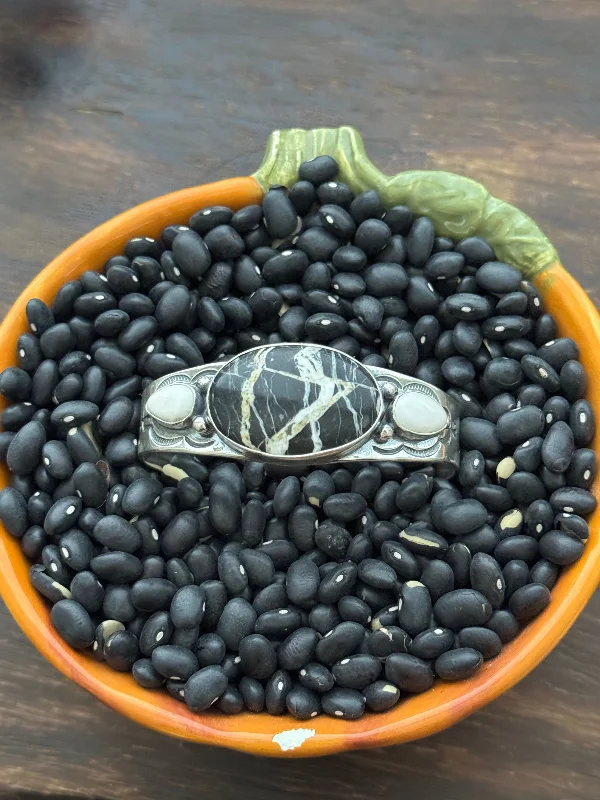 Tribal - Inspired Cuff Bracelets with Traditional PatternsLarry Kaye White Buffalo & Sterling Silver Cluster Cuff Bracelet