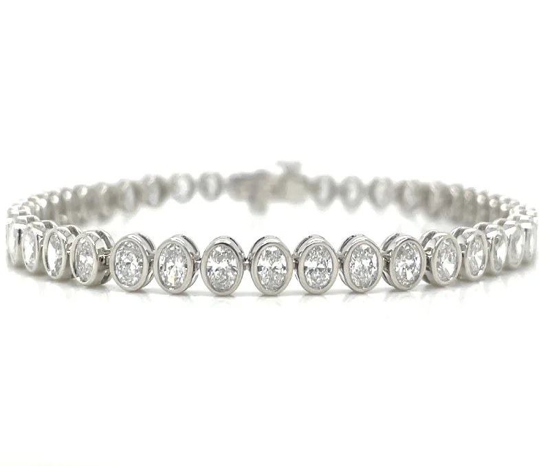 Stackable Bangle Sets for a Trendy Look14ct White Gold 5.01ct Oval Bezel Laboratory Grown Diamond Tennis Bracelet