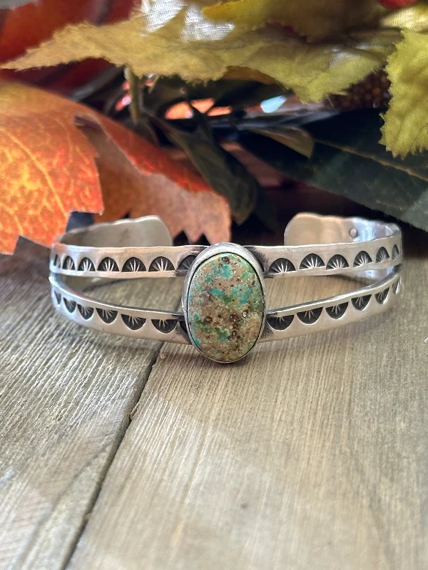 Enamel - Coated Cuff Bracelets in Vibrant ColorsNavajo Made Sonoran Mountain Turquoise & Sterling Silver Cuff Bracelet.