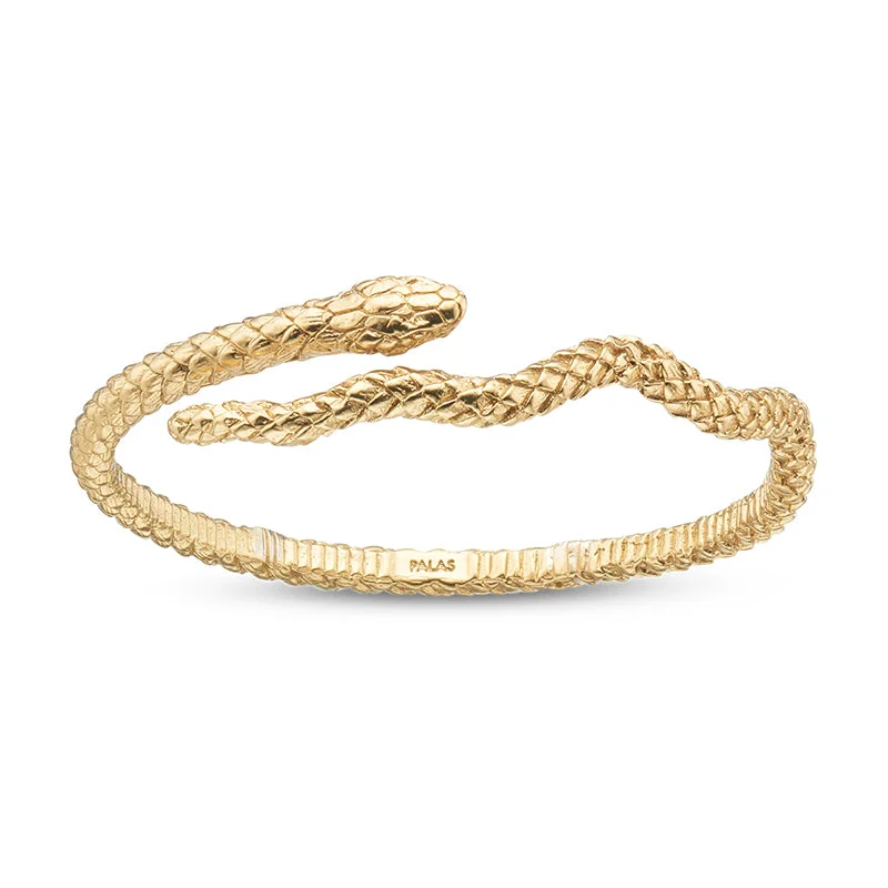 Solid Gold Bangles with Intricate EngravingsMEDUSA SNAKE CUFF BANGLE