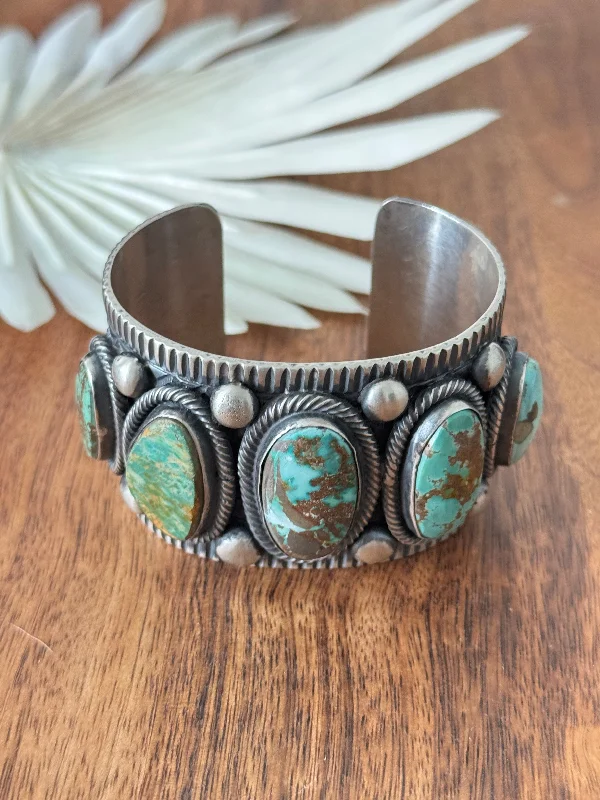 Tribal - Inspired Cuff Bracelets with Traditional PatternsTillie John Royston Turquoise and Sterling Silver Cuff Bracelet