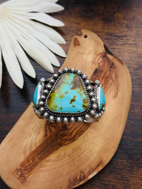 Statement Cuff Bracelets with Large - Sized StonesAugustine Largo Kingman Turquoise & Sterling Silver Cuff Bracelet