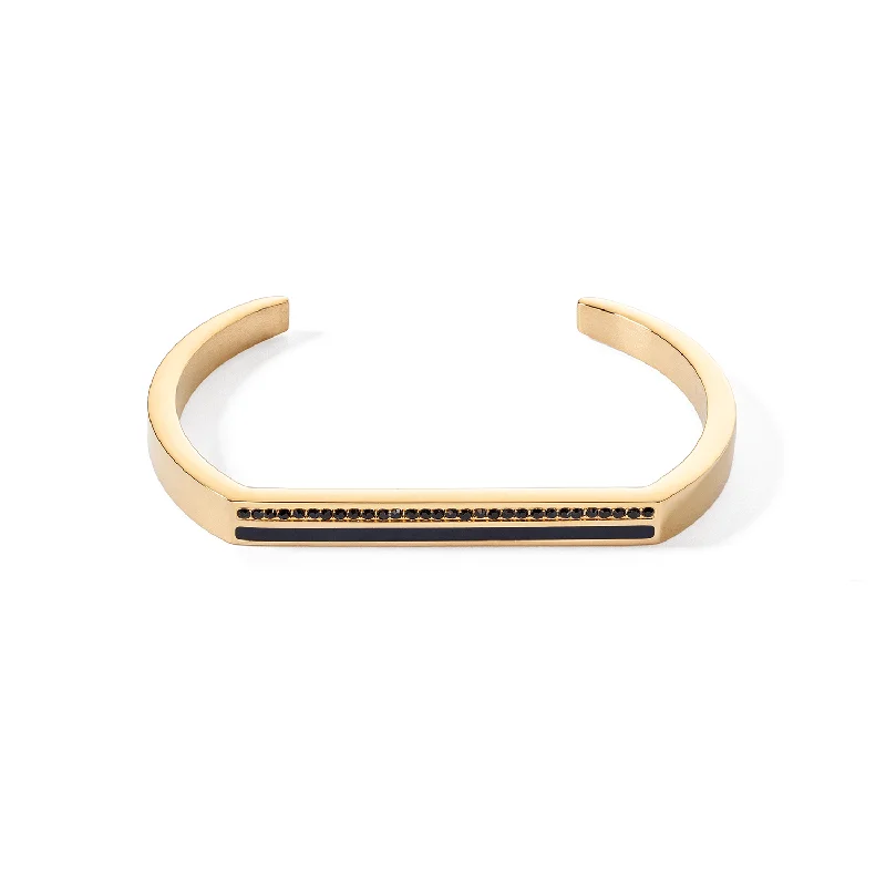 Enamel - Coated Bangles in Vibrant ColorsCoeur De Lion Gold and Black Crystal Square Stripes Bangle Cuff