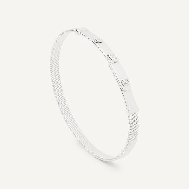 Adjustable Leather Bangles for a Bohemian StyleMarco Bicego Masai 18k White Gold and Diamonds Thin Bangle Bracelet