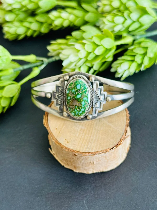 Tribal - Inspired Cuff Bracelets with Traditional PatternsMark Yazzie Sonoran Gold Turquoise and Sterling Silver Cuff Bracelet