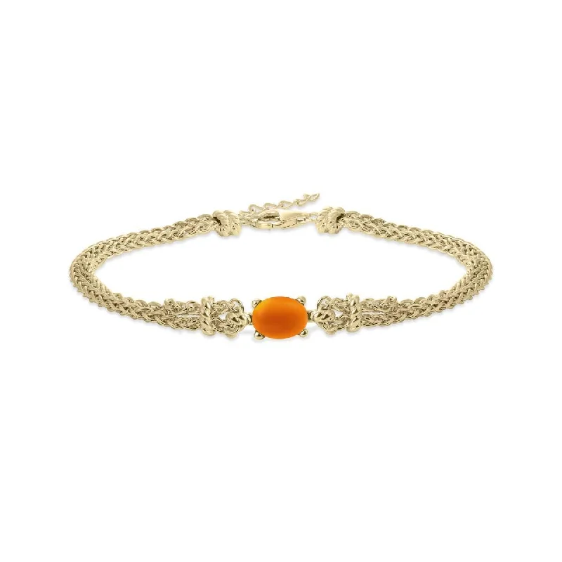 Enamel - Coated Bangles in Vibrant ColorsGold Rope Chain and Orange Fox Stone Bracelet