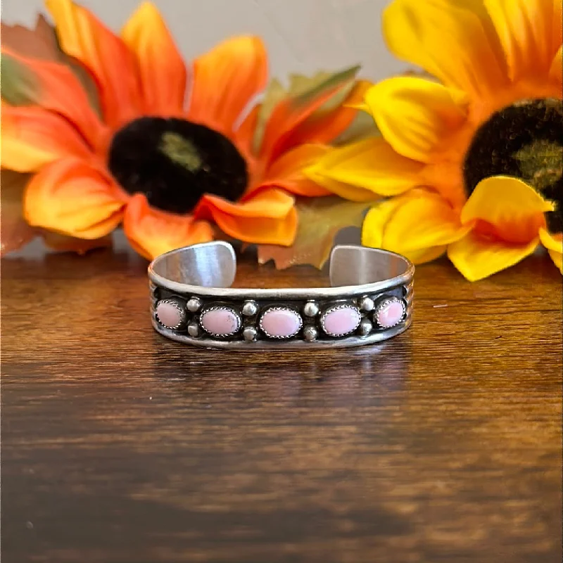 Gemstone - Inlaid Cuff Bracelets with Sapphires and RubiesPercy Lewis Pink Conch & Sterling Silver Cuff Bracelet