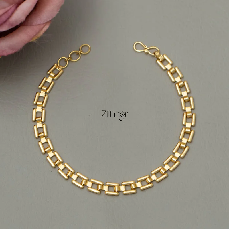 Solid Gold Bangles with Intricate EngravingsKY101770 - Gold Toned Block Chain Bracelet