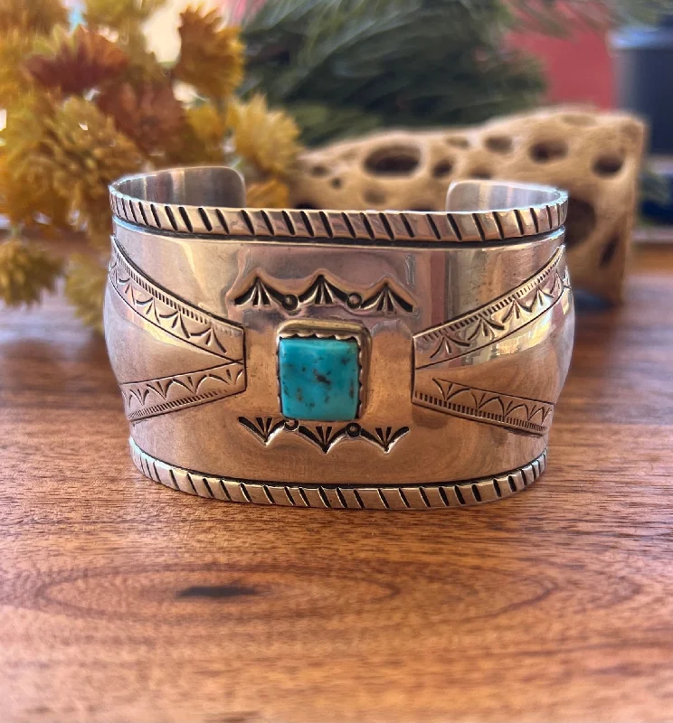 Enamel - Coated Cuff Bracelets in Vibrant ColorsNavajo Made Kingman Turquoise & Sterling Silver Cuff Bracelet