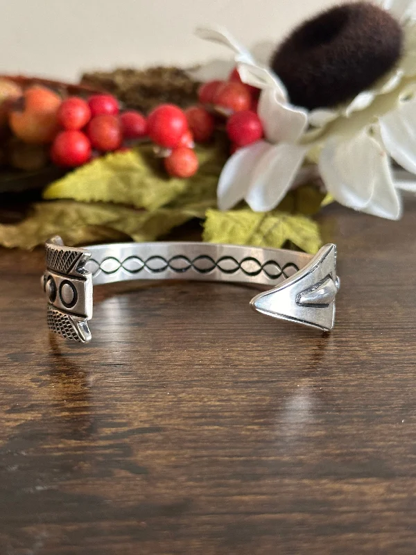 Cuff Bracelets with Magnetic Clasps for Easy WearNavajo Made Sterling Silver Cuff Bracelet