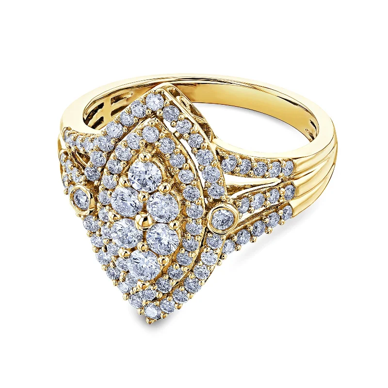 Marquise Cluster Split Shank Diamond Ring 10k Gold (1 CTW)