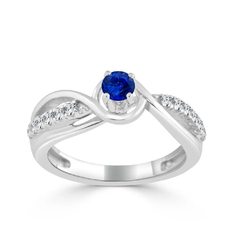 14k Gold 1/4ct Blue Sapphire and 1/5ct TDW Round Diamond Engagement Ring by Auriya