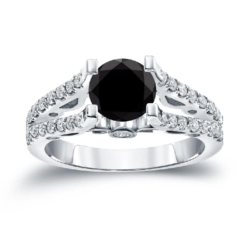 14k Gold Modern 1 1/2ct TDW Black Diamond Engagement Ring by Auriya