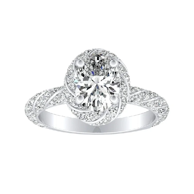 14k Gold Vintage 1 3/8ctw Oval-cut Halo Diamond Engagement Ring by Auriya (I-J, I1-I2)