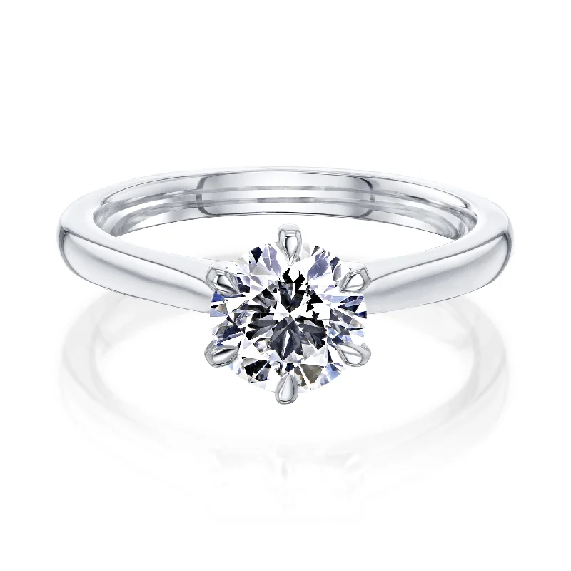 1ct Round Lab-Grown Diamond 6-Prong Ring (Certified)