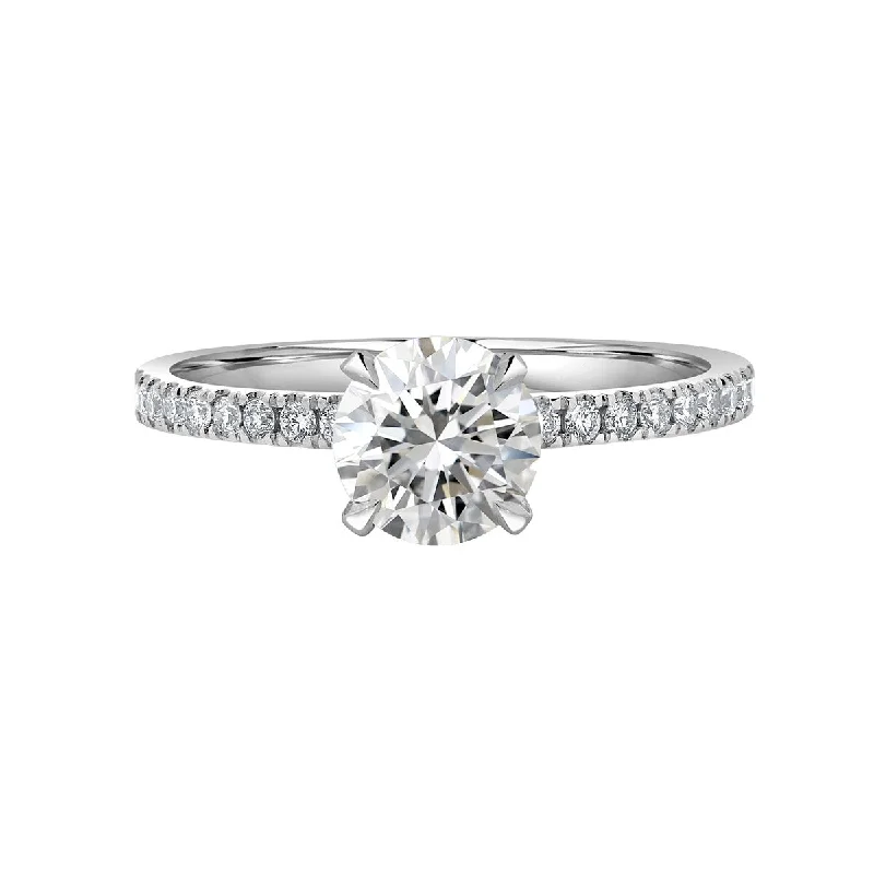 Auriya 1 1/3 ct Round-cut Hidden Halo Diamond Engagement Ring in 14k Gold Certified (H-I, SI1-SI2)