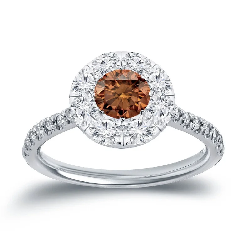 Auriya 1 1/6ctw Brown Diamond Halo Engagement Ring 14k Gold (H-I, I1-I2)