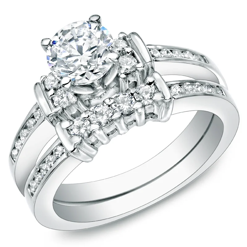 Auriya 1 2/5ctw Diamond Engagement Ring Set 3 Stone Style 14k Gold