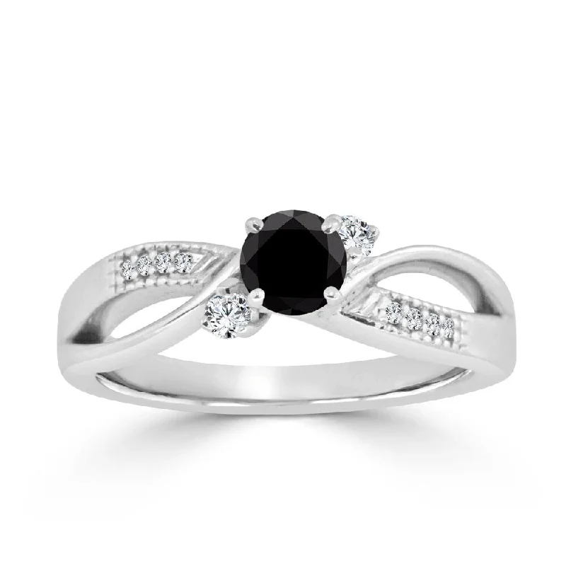 Auriya 1/2ct TDW Round Black Diamond Engagement Ring 14k Gold