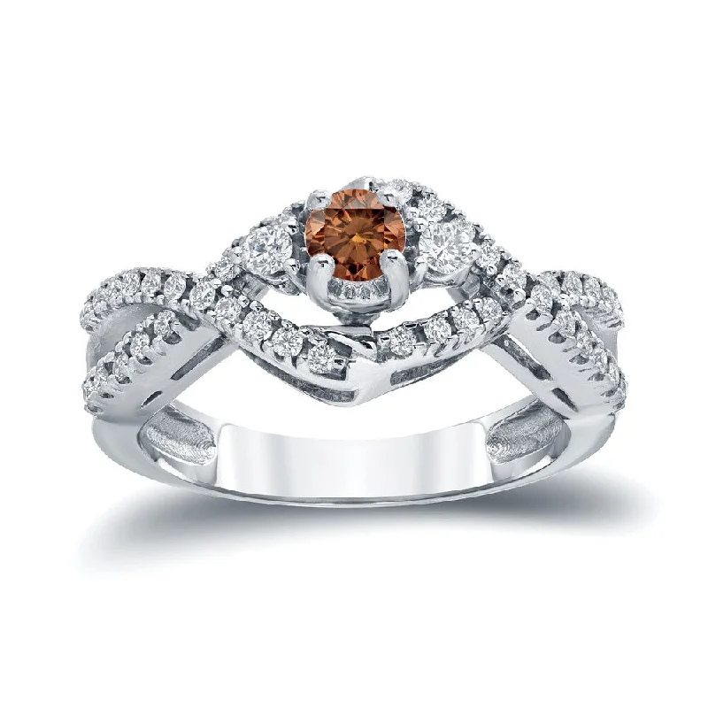 Auriya 1/2ctw 3-Stone Infinity Brown Diamond Engagement Ring 14k Gold (H-I, I1-I2)