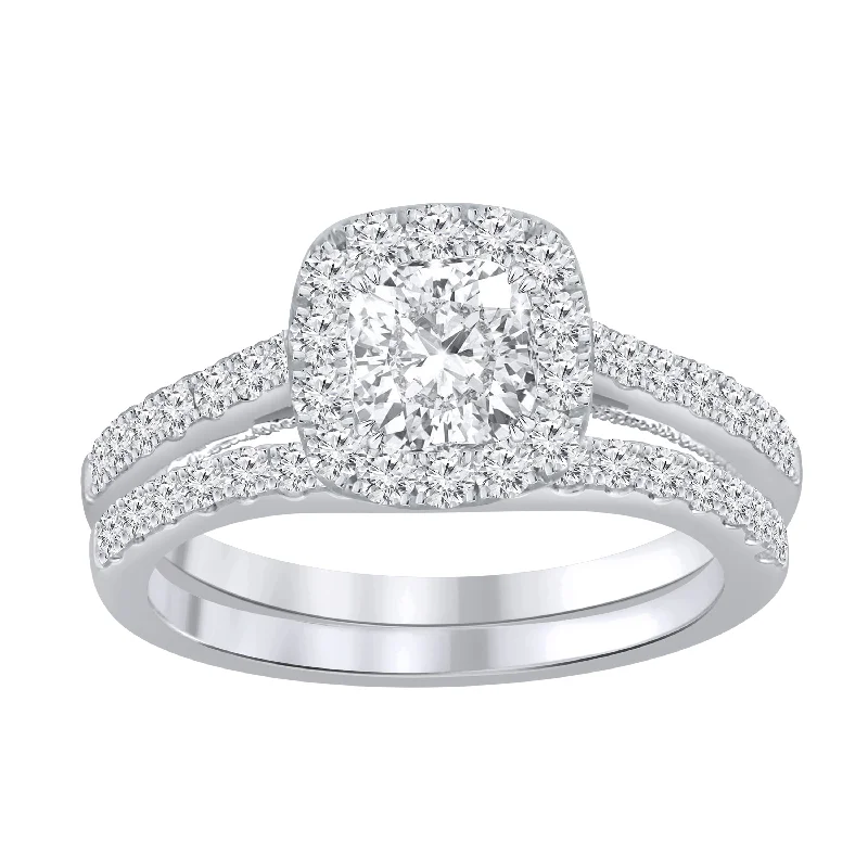 Auriya 1 3/4ctw Cushion-cut Halo Diamond Engagement Ring Set 14k Gold