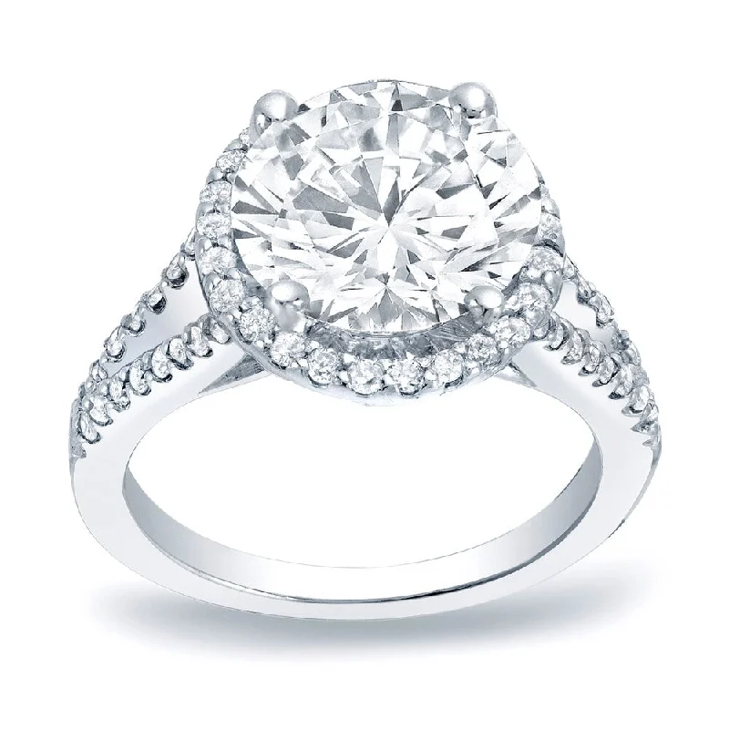 Auriya 1 3/4ctw Round Halo Diamond Engagement Ring Platinum Gold Certified (H-I, SI1-SI2)