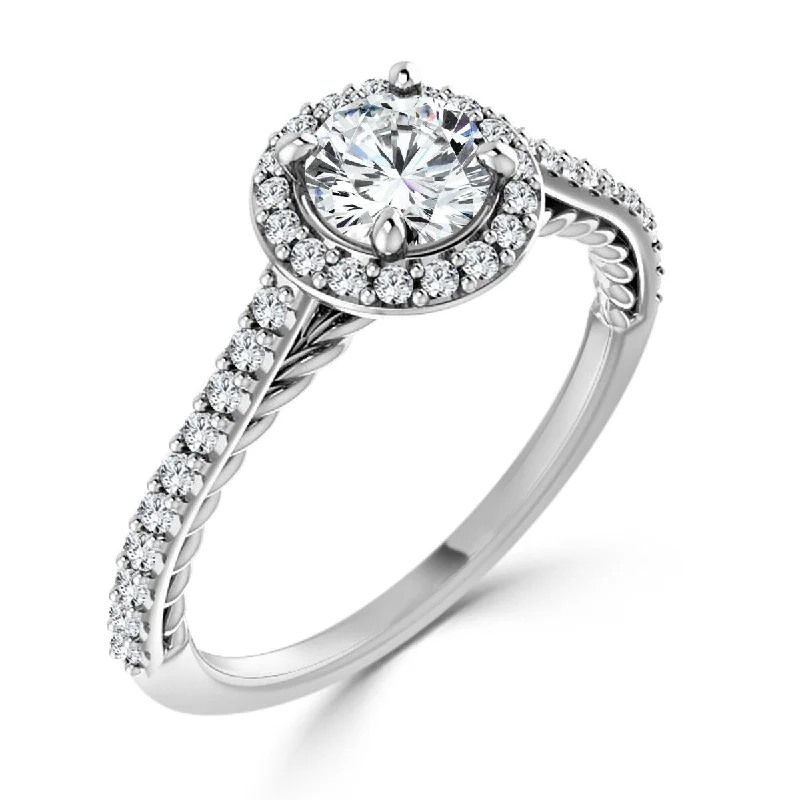 Auriya 10k Gold 3/4ctw Round Halo Diamond Engagement Ring (I-J, I1-I2)