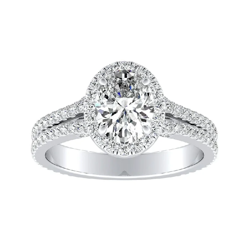 Auriya 14k Gold 1 1/10ctw Oval-cut Halo Diamond Engagement Ring