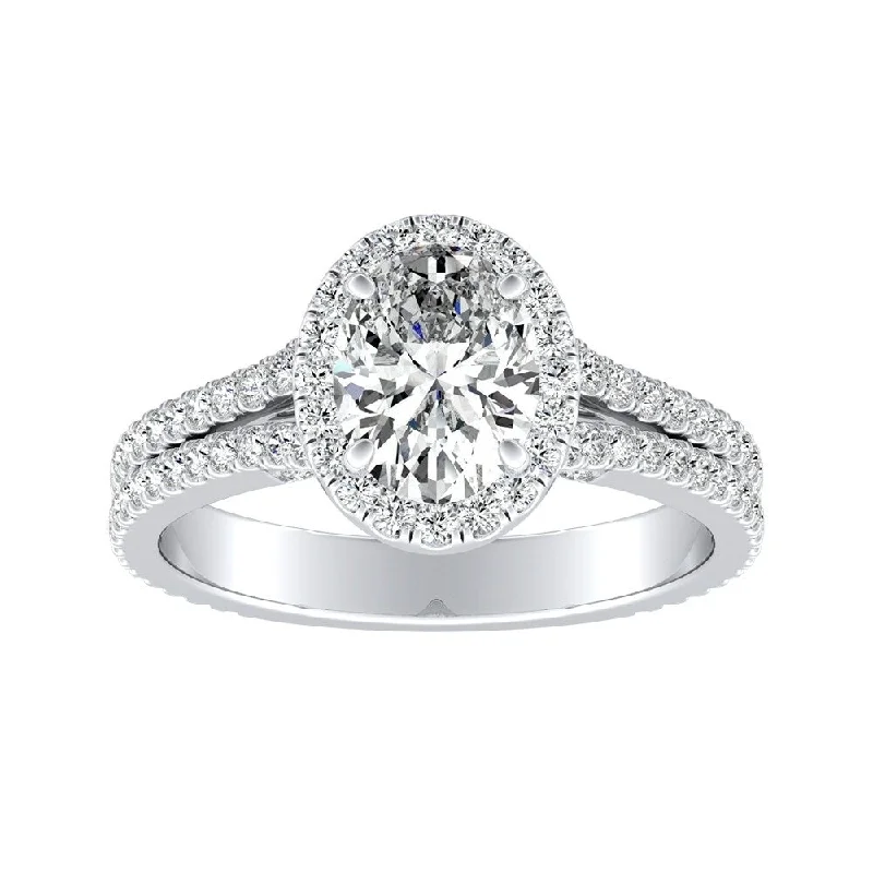 Auriya 14k Gold 1 1/3ctw Oval-cut Halo Diamond Engagement Ring