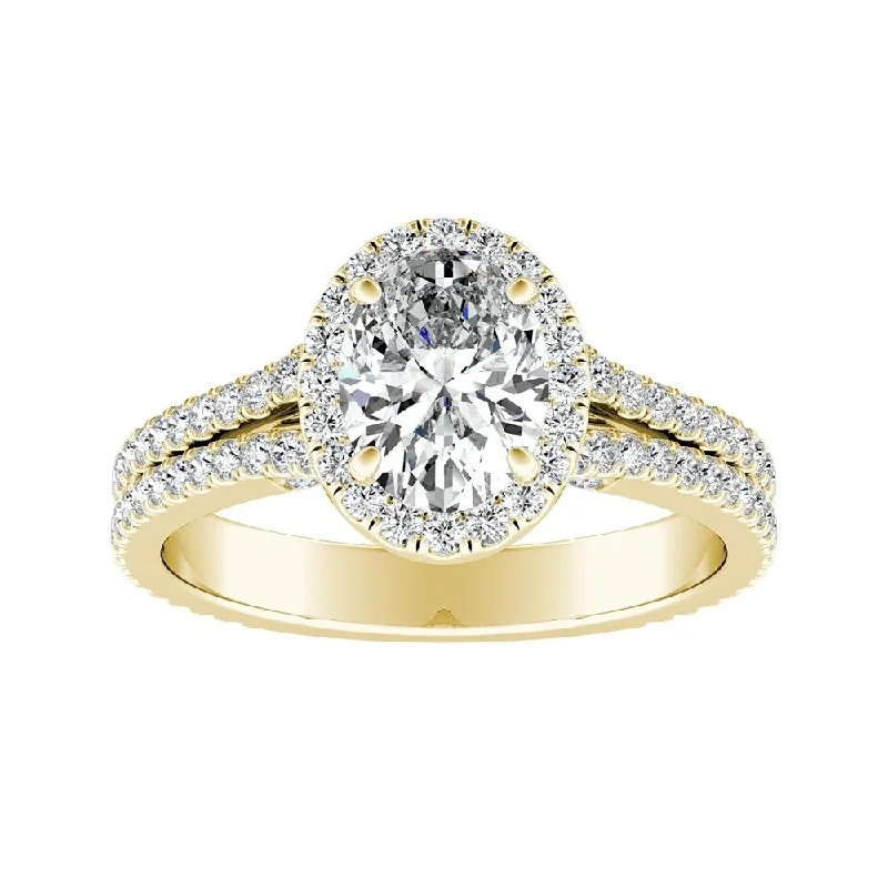 Auriya 14k Gold 1 1/3ctw Oval-cut Halo Diamond Engagement Ring (I-J, I1-I2)