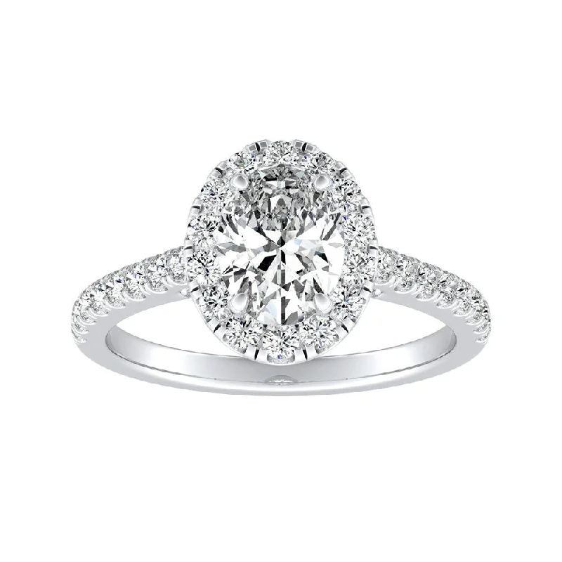 Auriya 14k Gold 1 1/5ctw Oval-cut Halo Diamond Engagement Ring