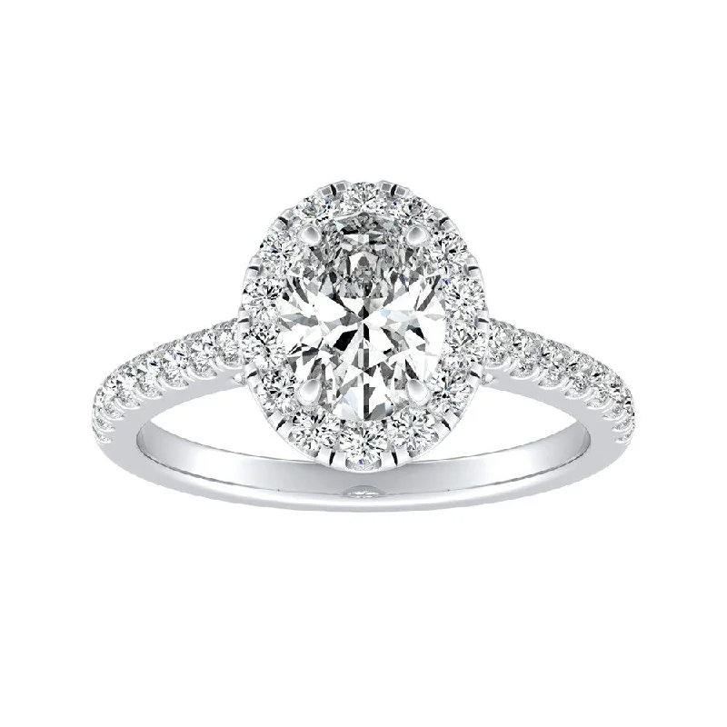 Auriya 14k Gold 1 1/5ctw Oval-cut Halo Diamond Engagement Ring