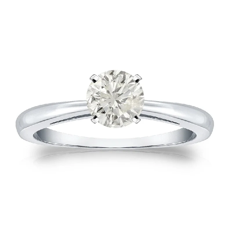 Auriya 14k Gold 1/2 carat TW Round Solitaire Diamond Engagement Ring (J-K, I1-I2)