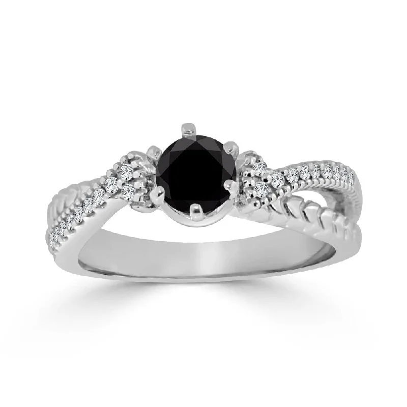 Auriya 14k Gold 1/2ctw Modern Black Diamond Engagement Ring (H-I, I1-I2)