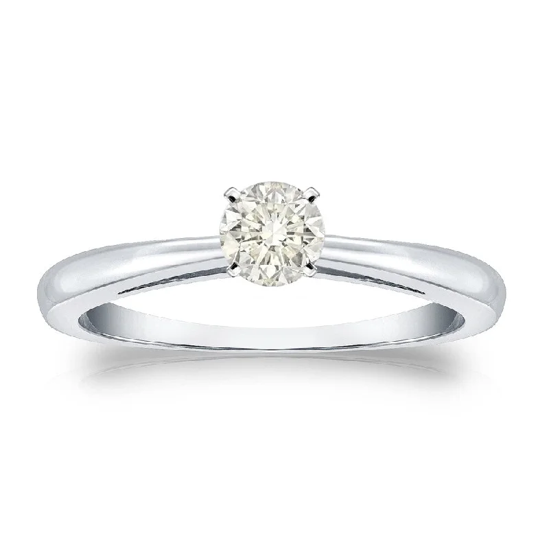 Auriya 14k Gold 1/4 carat TW Round Solitaire Diamond Engagement Ring (J-K, I1-I2)