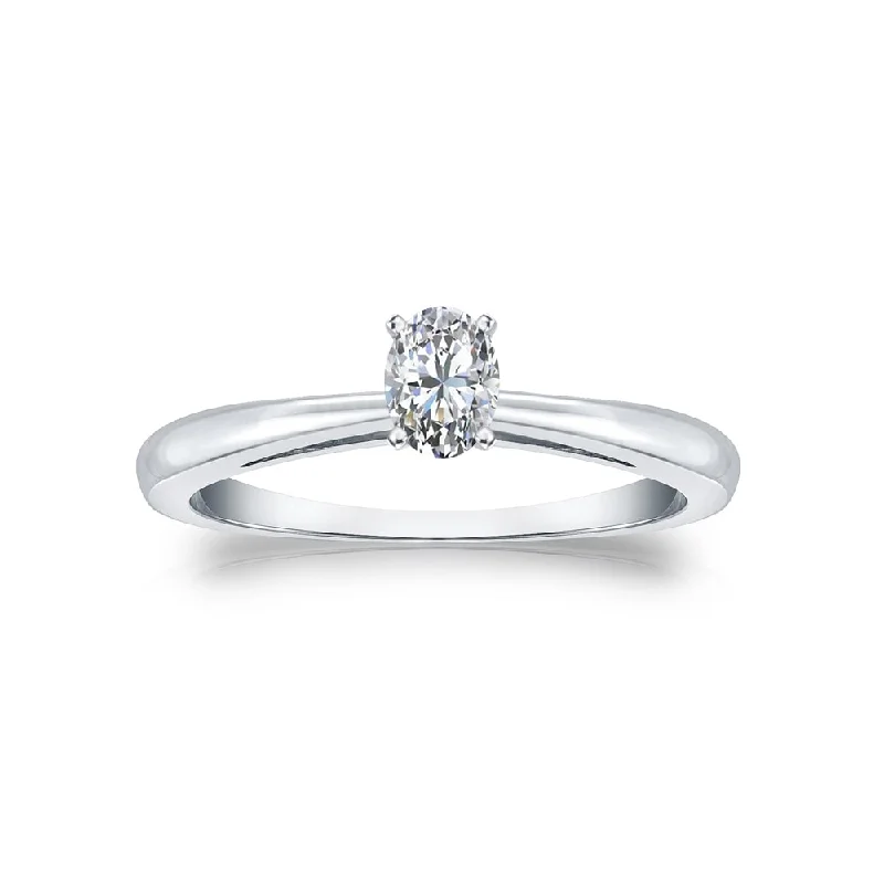 Auriya 14k Gold 1/4ctw Oval-cut Solitaire Diamond Engagement Ring (G-H, VS1-VS2)