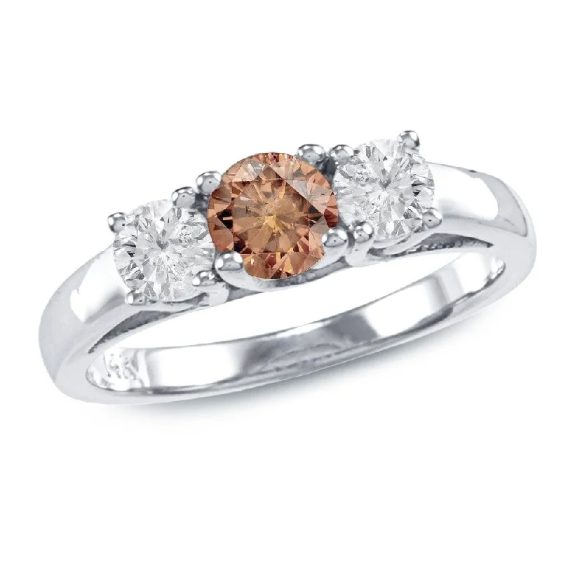 Auriya 14k Gold 1ctw 3-Stone Brown Diamond Engagement Ring (SI1-SI2)