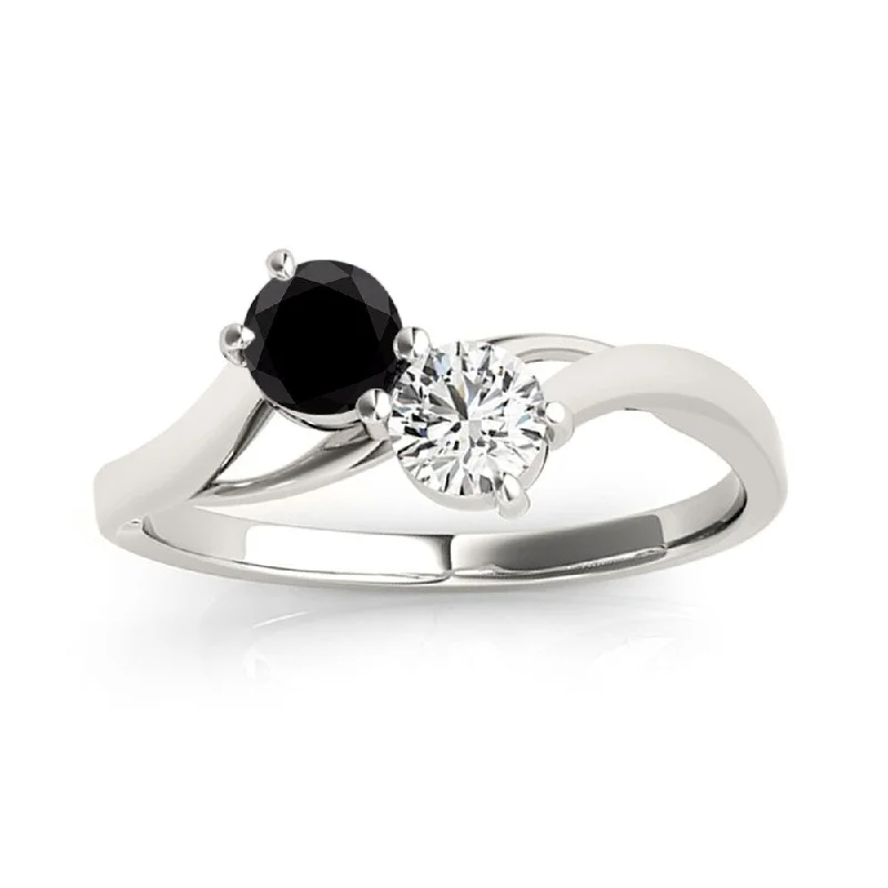 Auriya 14k Gold 2/3ctw 2-stone White and Black Diamond Engagement Ring (H-I, SI1-SI2)