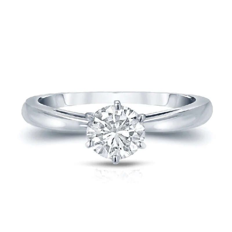 Auriya 14k Gold 3/4 carat TW 6-Prong Round Solitaire Diamond Engagement Ring