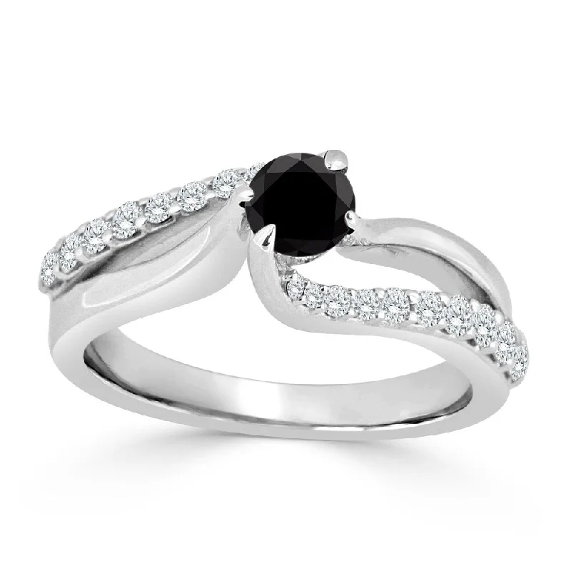 Auriya 14k Gold 3/4ct TDW Black and White Diamond Engagement Ring (Black)