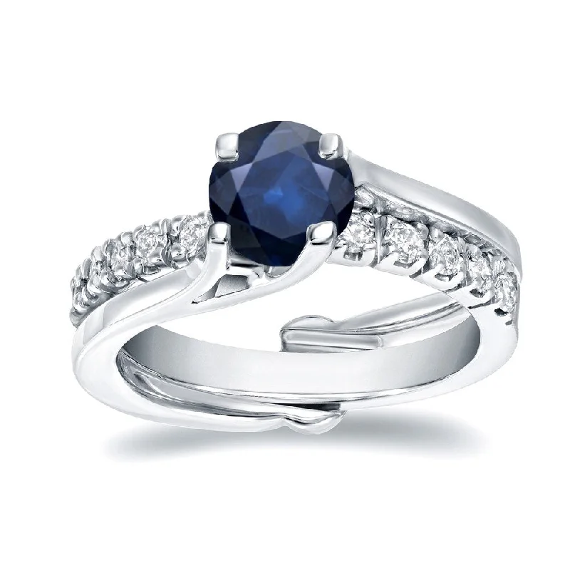 Auriya 14k Gold 3/5ct Sapphire Insert Diamond Engagement Ring Set 2/5ctw