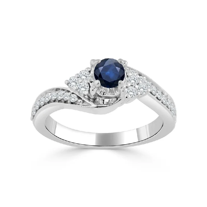 Auriya 14k Gold Curved 5/8ct TDW Sapphire and 1/4ct TDW Diamond Engagement Ring