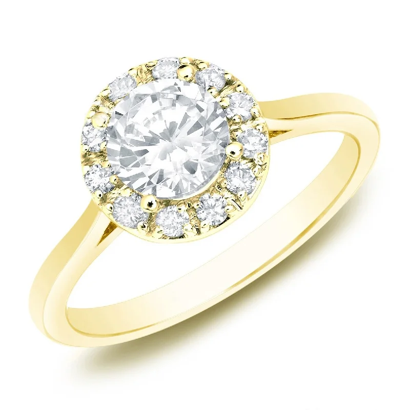 Auriya 14k Gold Round Halo Diamond Engagement Ring 1/2ctw