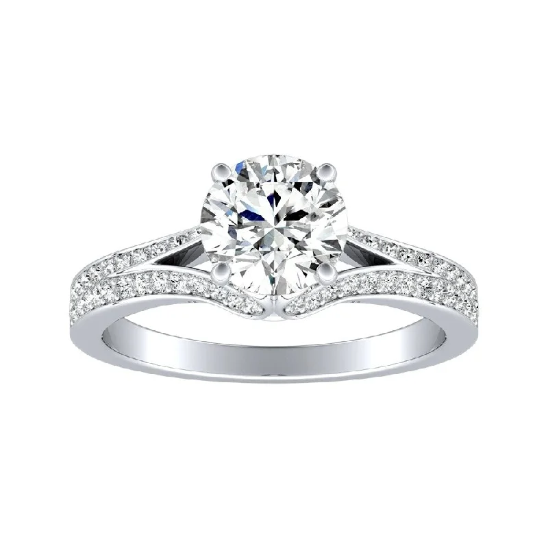 Auriya 14k Gold Unique Split-shank Round Diamond Engagement Ring 3/4cttw (G-H, VS1-VS2)