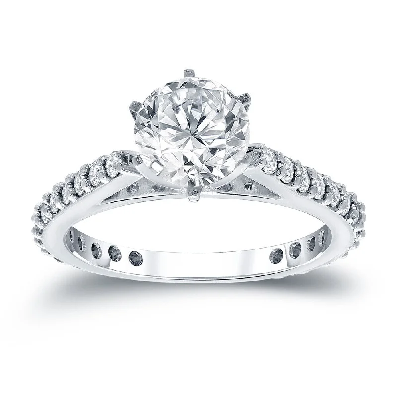 Auriya 14k White Gold 1ct TDW Round Diamond Solitaire Engagement Ring