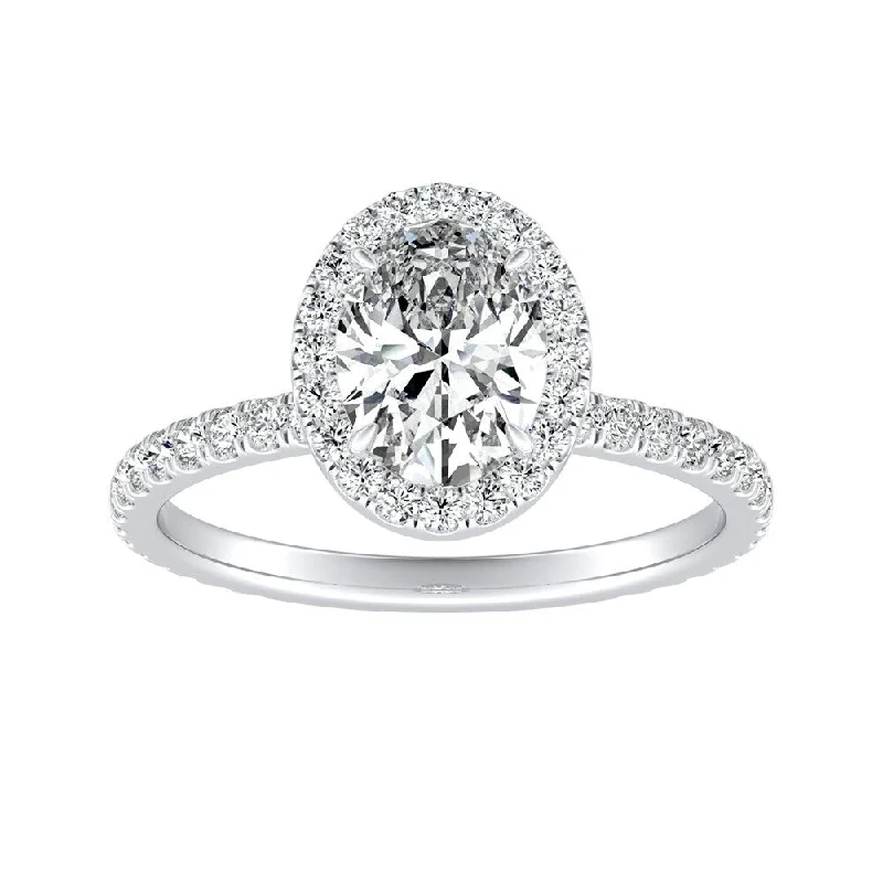 Auriya 18k Gold 1ctw Oval-cut Halo Diamond Engagement Ring (H-I, SI1-SI2)