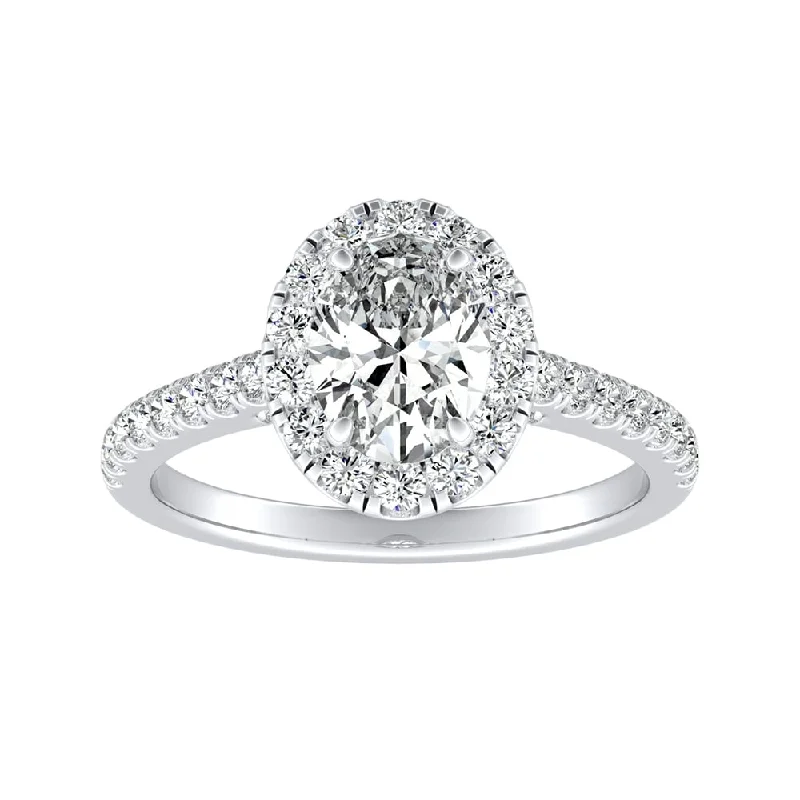 Auriya 18k Gold 3/4ctw Oval-cut Halo Diamond Engagement Ring (H-I, SI1-SI2)