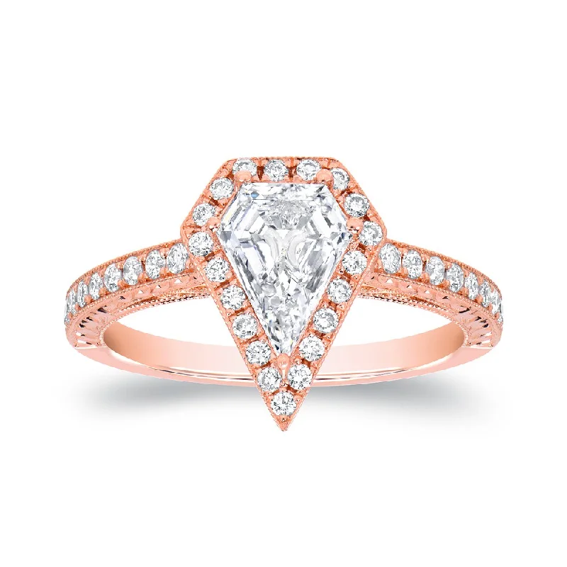 Auriya 18k Rose Gold 1 1/4ct TDW Diamond-shaped Halo Engagement Ring